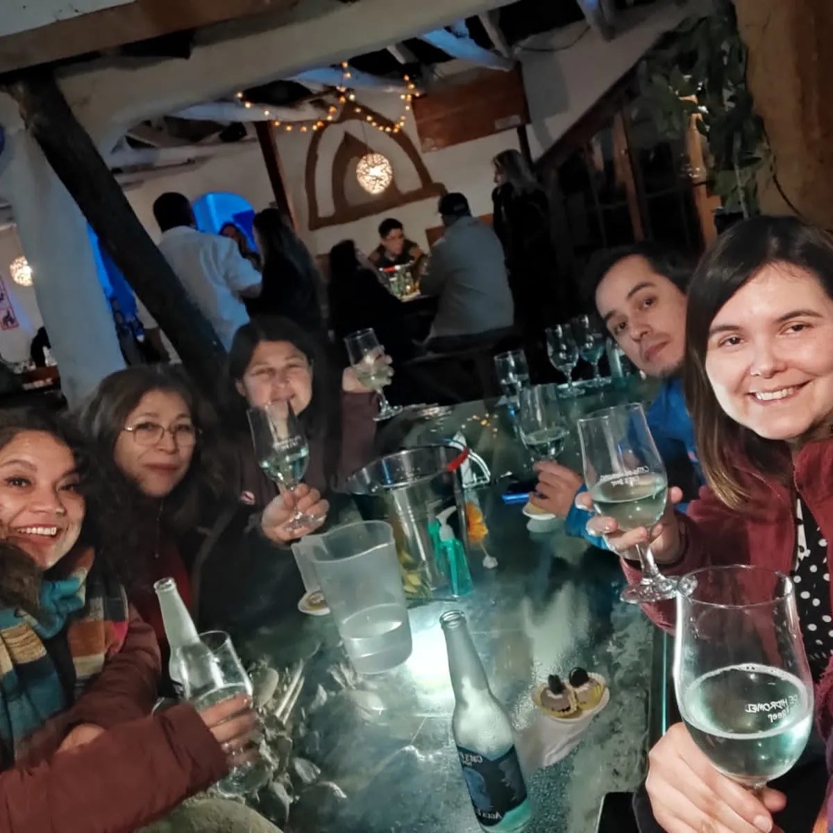 Grupo brindando en una cata